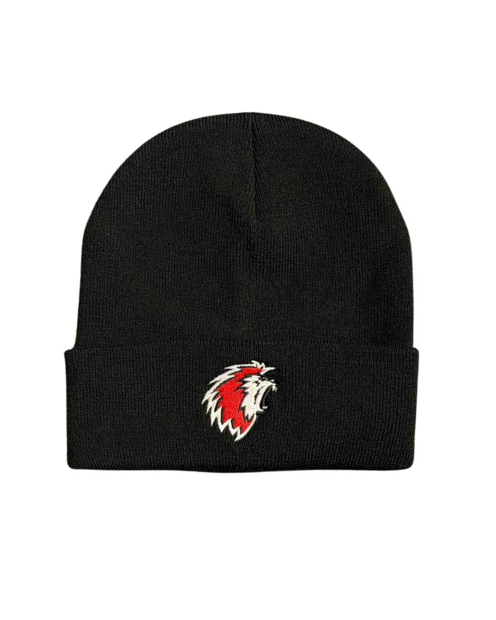 Bonnet noir broderie lion